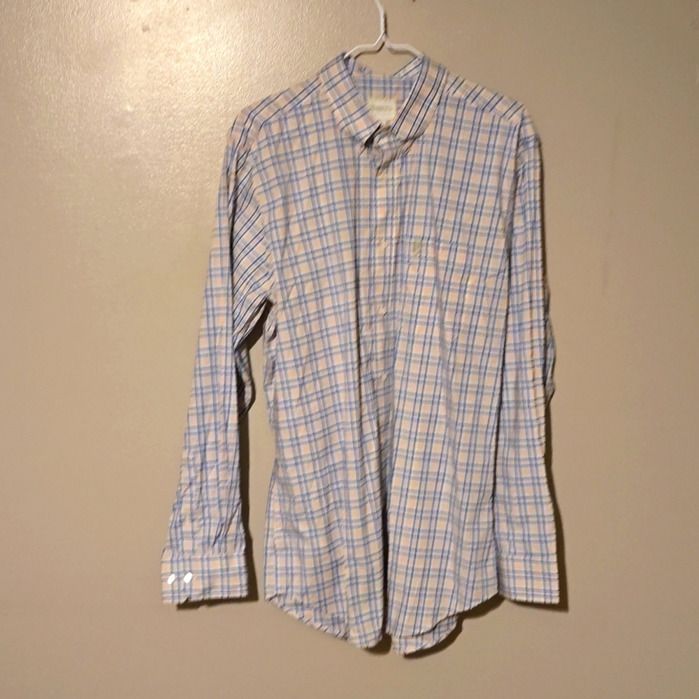 HEYBO Button Down Longsleeve Plaid Shirt Yellow/Blue Mens‎ Size Medium